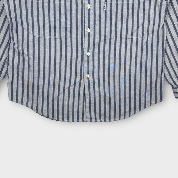 VINTAGE 70s Levis Shirt Mens Extra Large Blue Striped Silver Label Big E Western - Picture 6 of 16